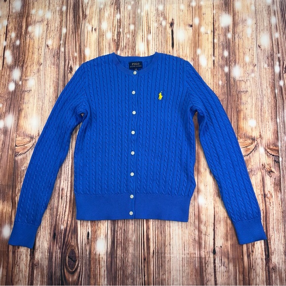 Ralph Lauren Polo Girls Cotton Knit Cable Cardigan Sweater! Size 12/14 Youth - Picture 13 of 14